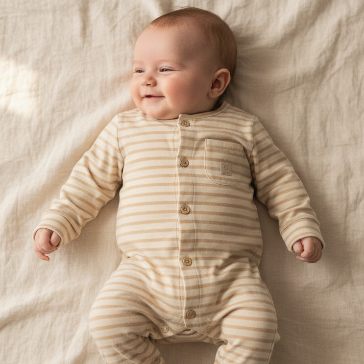 Little Dutch Baby-Pyjama Natural Stripes einteilig