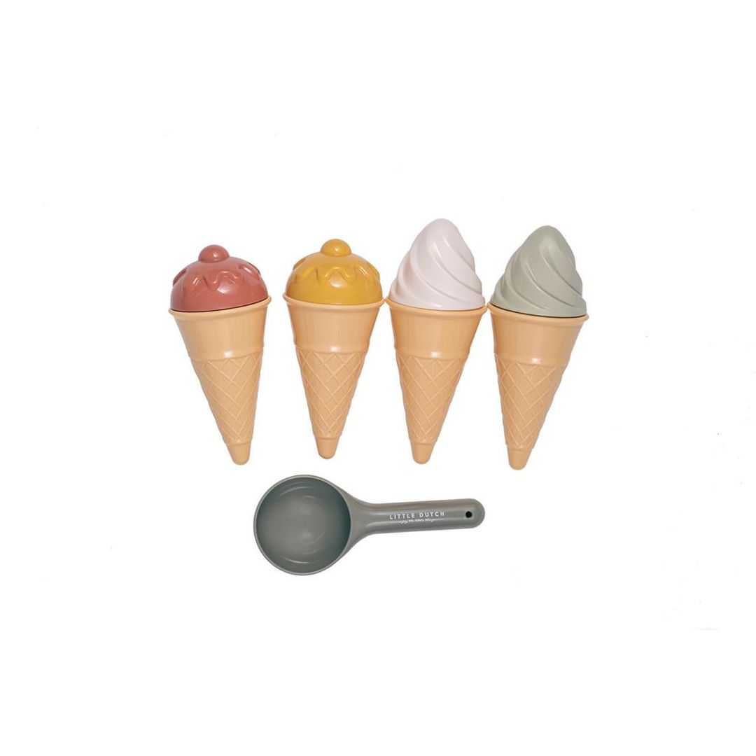 Eiscreme-Strandset Fresh Greens mit Eiswaffeln, Portionierer und Sandformen