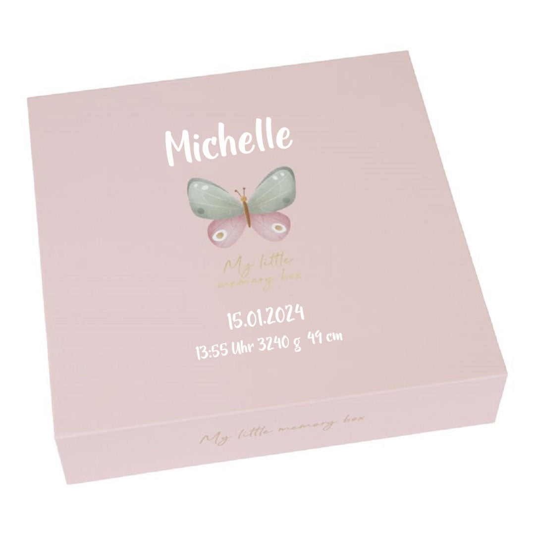 Flowers & Butterflies Erinnerungsbox personalisiert zur Geburt