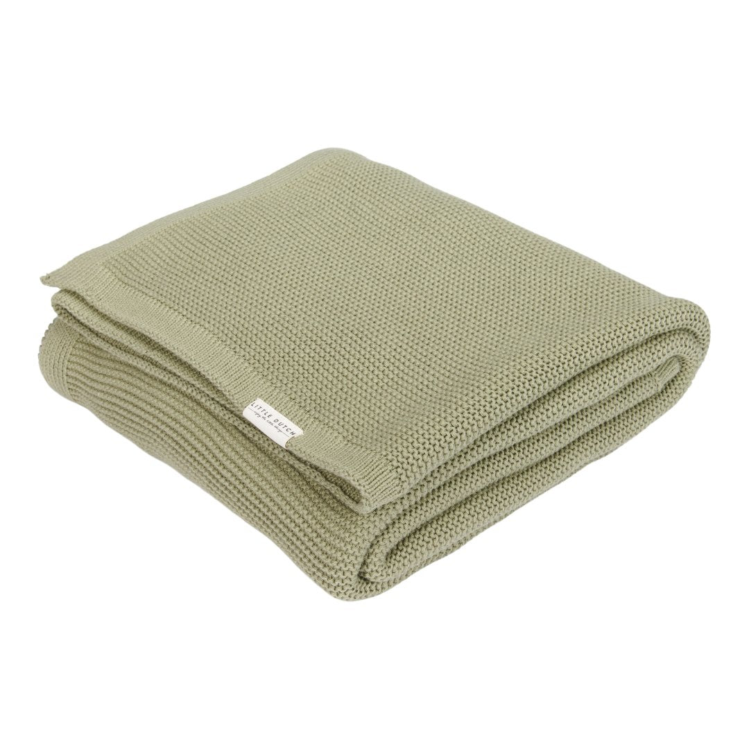 Little Dutch Strick-Kinderbettdecke Pure Olive 110 × 140 cm