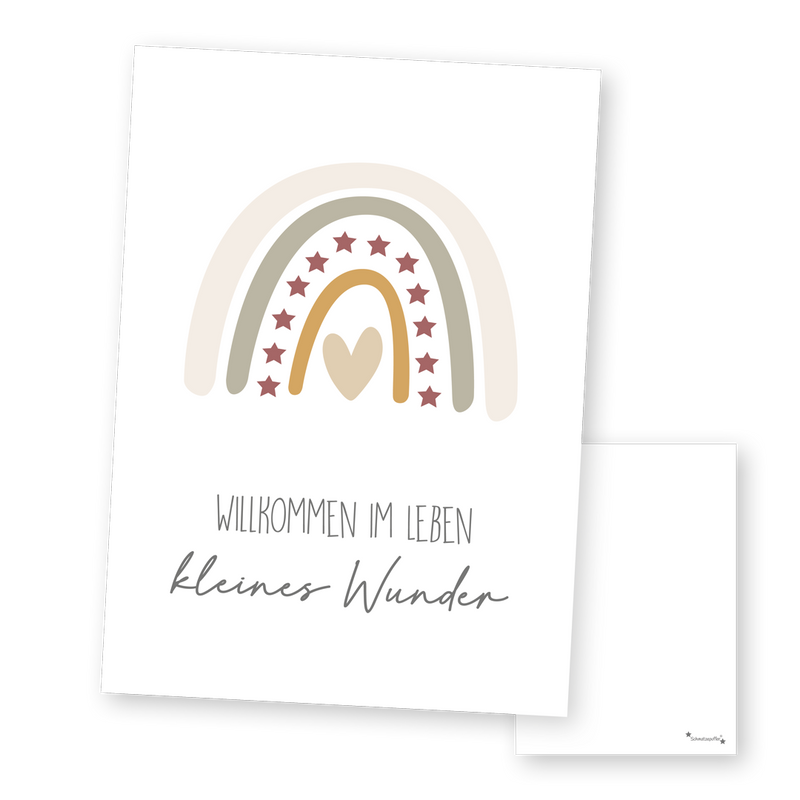 Grußkarte Kleines Wunder in Beige zur Geburt