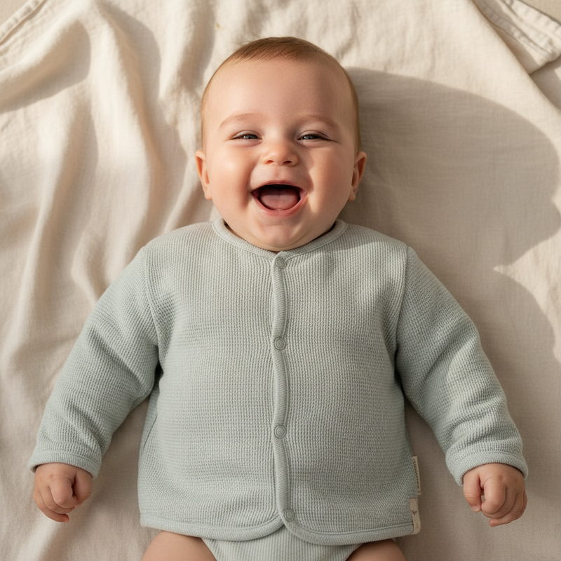 Little Dutch Babyjacke Waffle Soft Green – Produktansicht