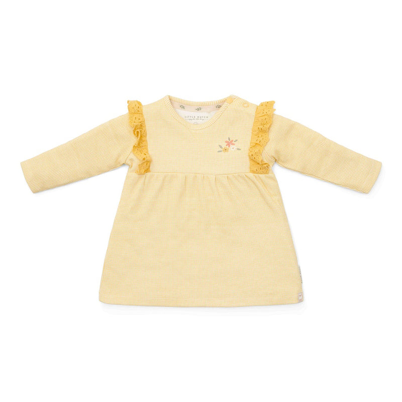 Little Dutch Langarm-Kleid Warm Yellow Check für Babys in den Größen 44 bis 74