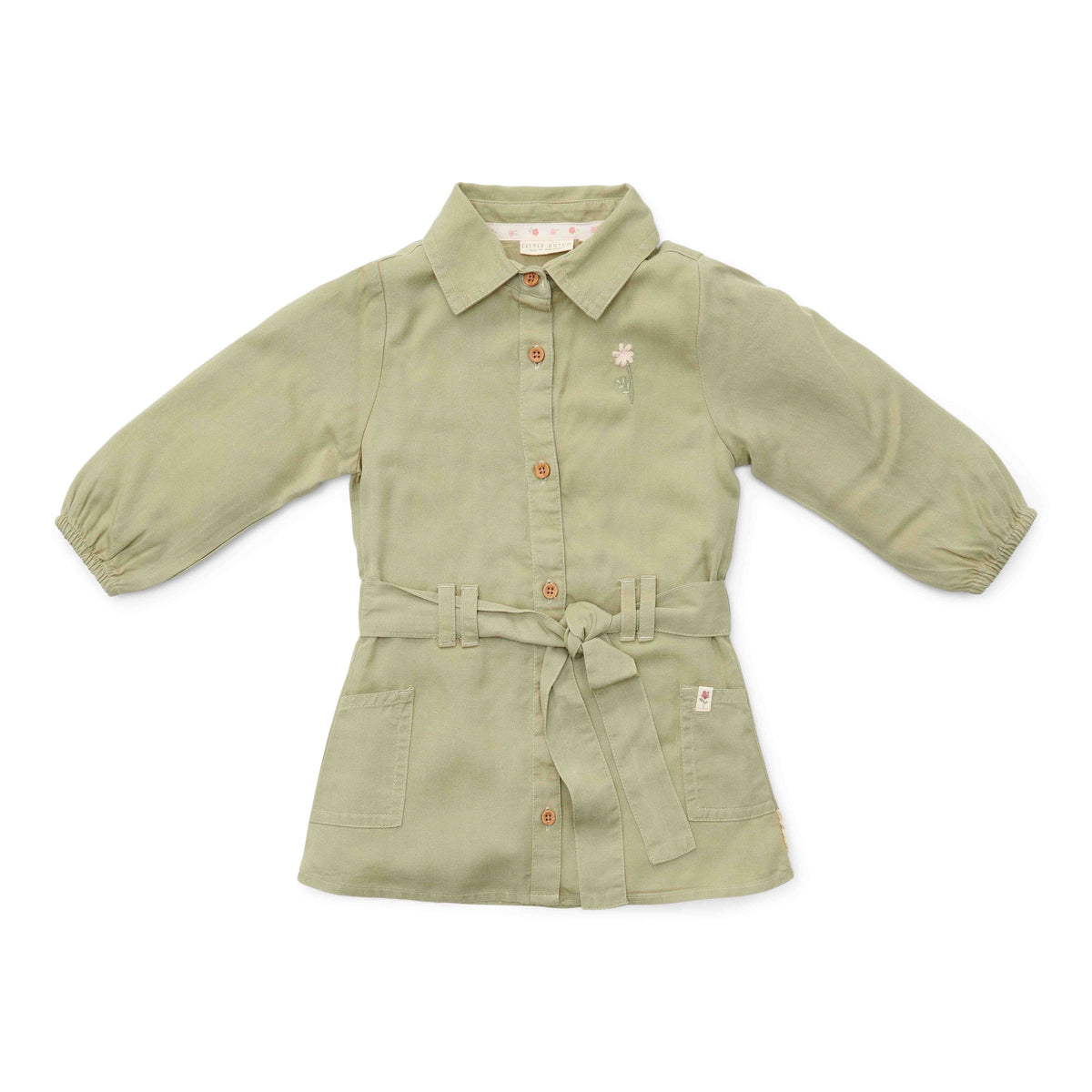 Grünes Little Farm Langarm-Kleid von Little Dutch für Babys und Kinder