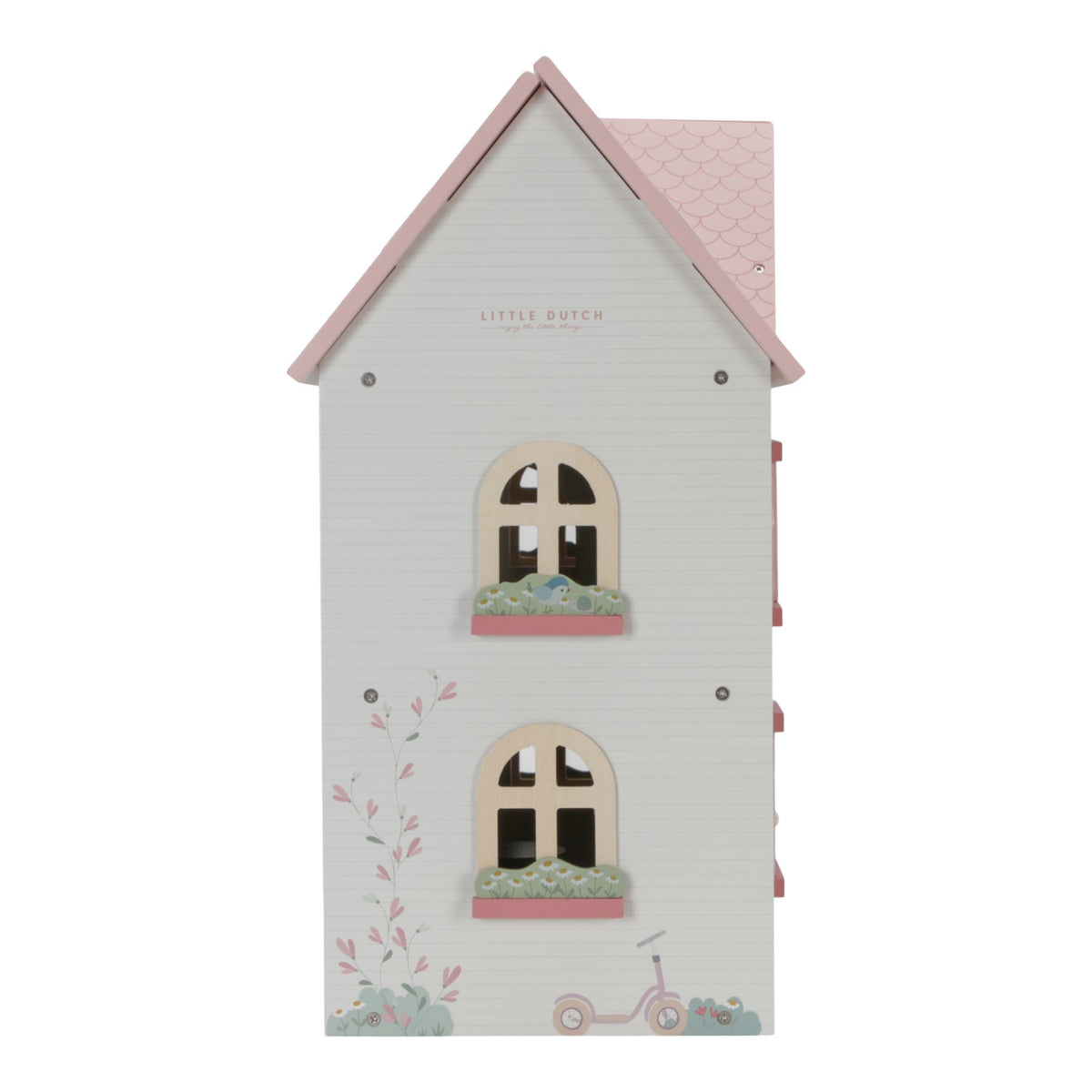 Little Dutch Puppenhaus aus Holz in Weiß und Rosa – detailreiches Spielhaus mit mehreren Räumen und Figuren für Kinder ab 3 Jahren