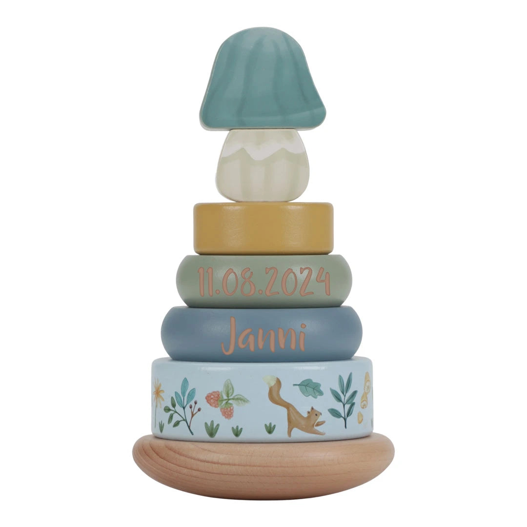 Torre de apilamiento de madera Forest Friends "Para el nacimiento" | Little Dutch