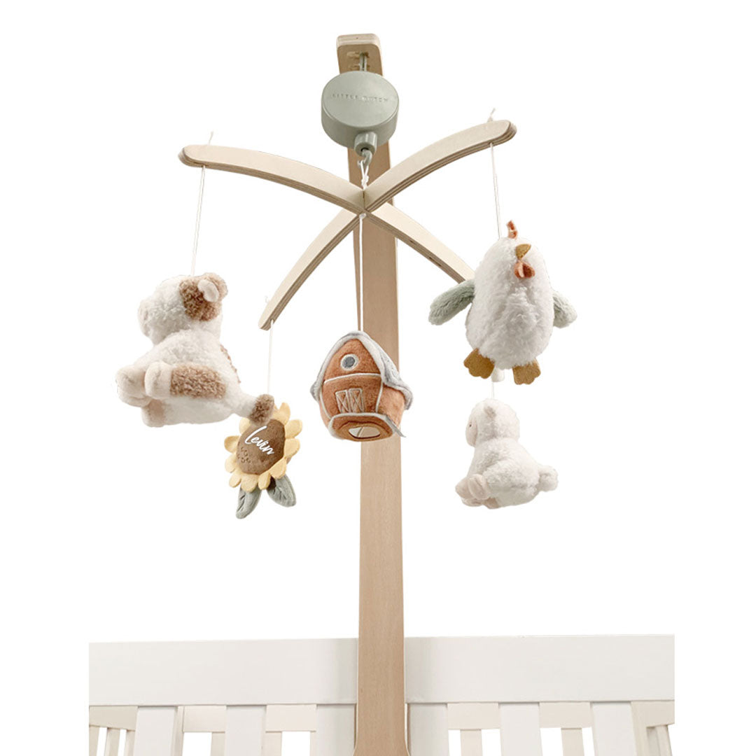 Little Dutch Musik-Mobile Little Farm mit Holzrahmen und fünf hängenden Figuren