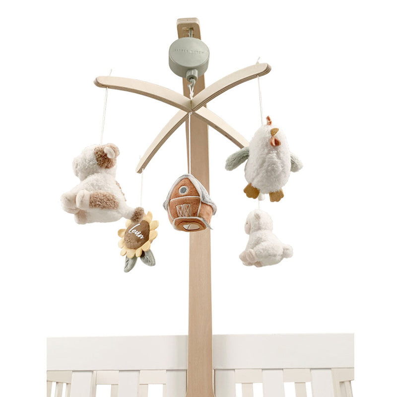 Little Dutch Musik-Mobile Little Farm mit Holzrahmen und fünf hängenden Figuren