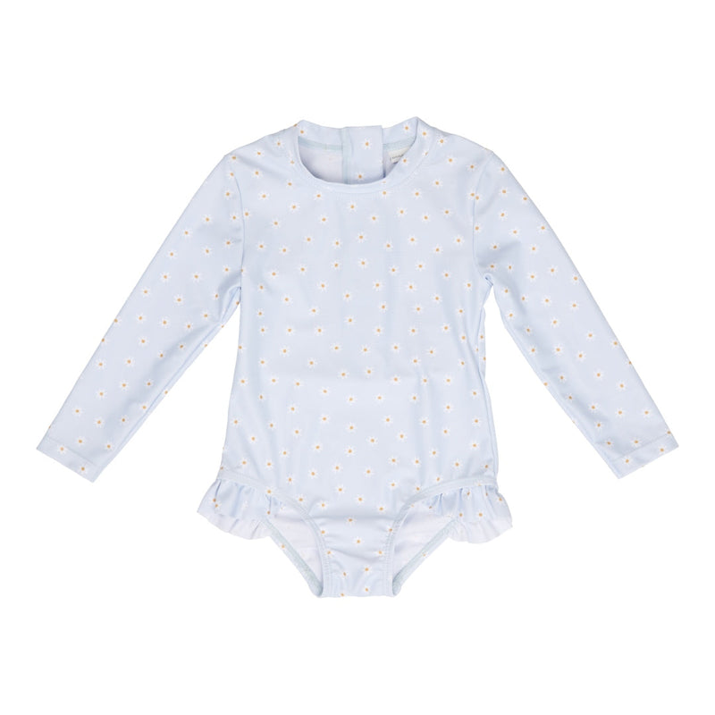 Little Dutch Langarm-Badeanzug Daisies Blue mit UV-Schutzfaktor 50+