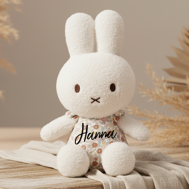 Miffy Kuscheltier Little Flowers 35 cm – personalisierbarer Plüschhase ab Geburt