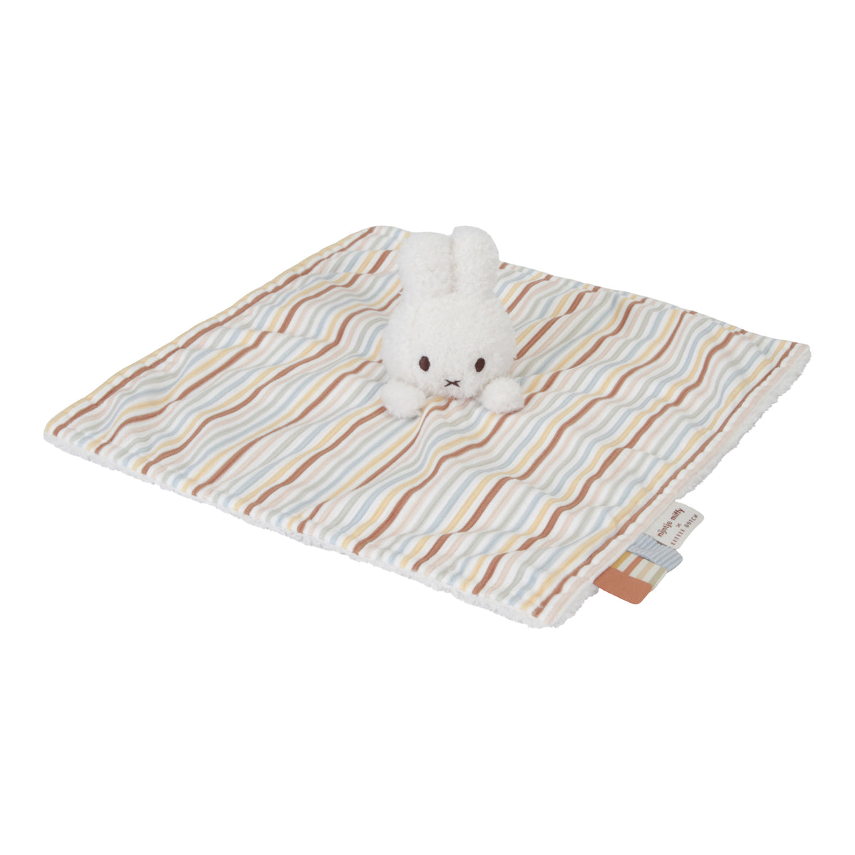Miffy Schnuffeltuch Vintage Sunny Stripes – weiches Baby-Schmusetuch mit Häschen im mehrfarbigen Streifen-Design ab Geburt