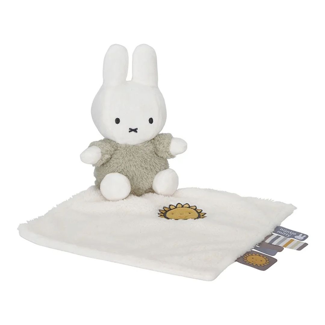 Miffy x Tiamo Schnuffeltuch Fluffy Grün – weiches Baby-Schmusetuch mit Tastetiketten zum Kuscheln und Entdecken