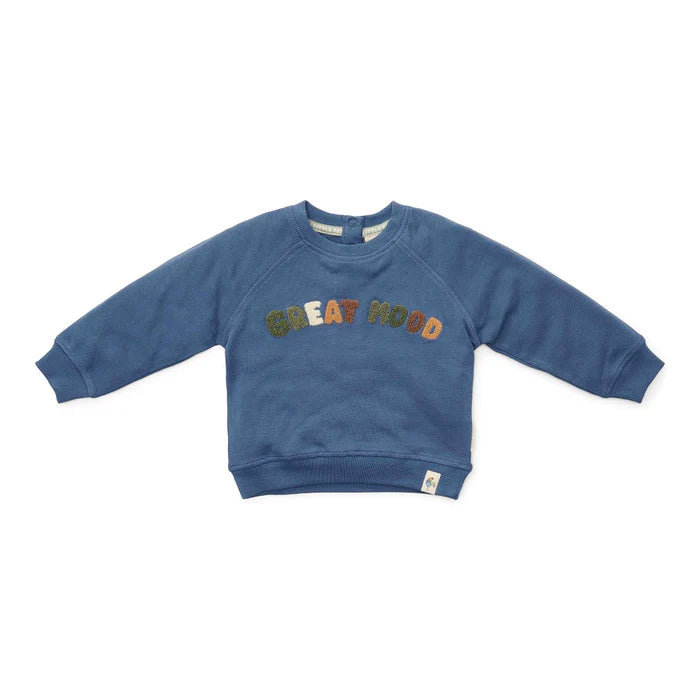 Dunkelblauer Little Dutch Little Farm Pullover aus Bio-Baumwolle