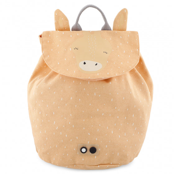 Trixie Mini-Rucksack Frau Giraffe in Orange – Kinder-Rucksack aus Baumwolle mit Kordelzug, Klettverschluss und Brustschnalle