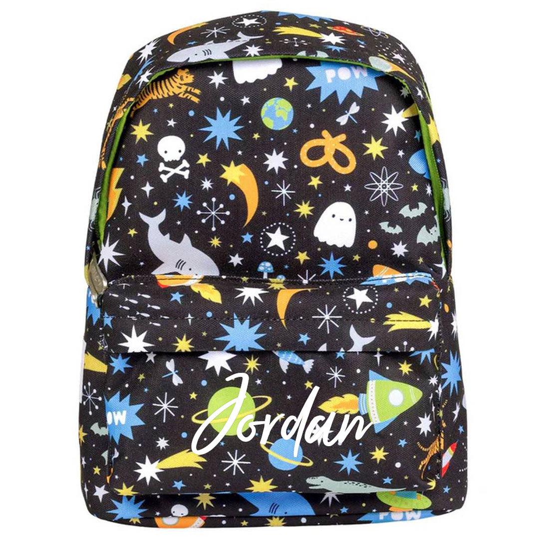 Schwarzer Kinder-Rucksack Galaxy mit Weltraummotiv
