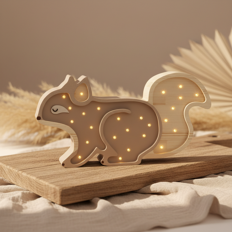 Little Lights Eichhörnchen Nachtlicht Cappuccino aus Holz