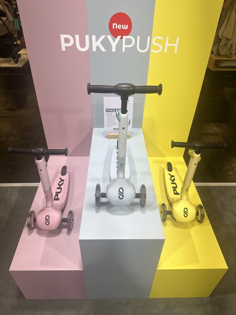 PUKY PUSH Kinderroller Raspberry in Rosa mit LED-Rädern – kippstabiler Scooter mit höhenverstellbarem Lenker für Kinder ab 2 Jahren