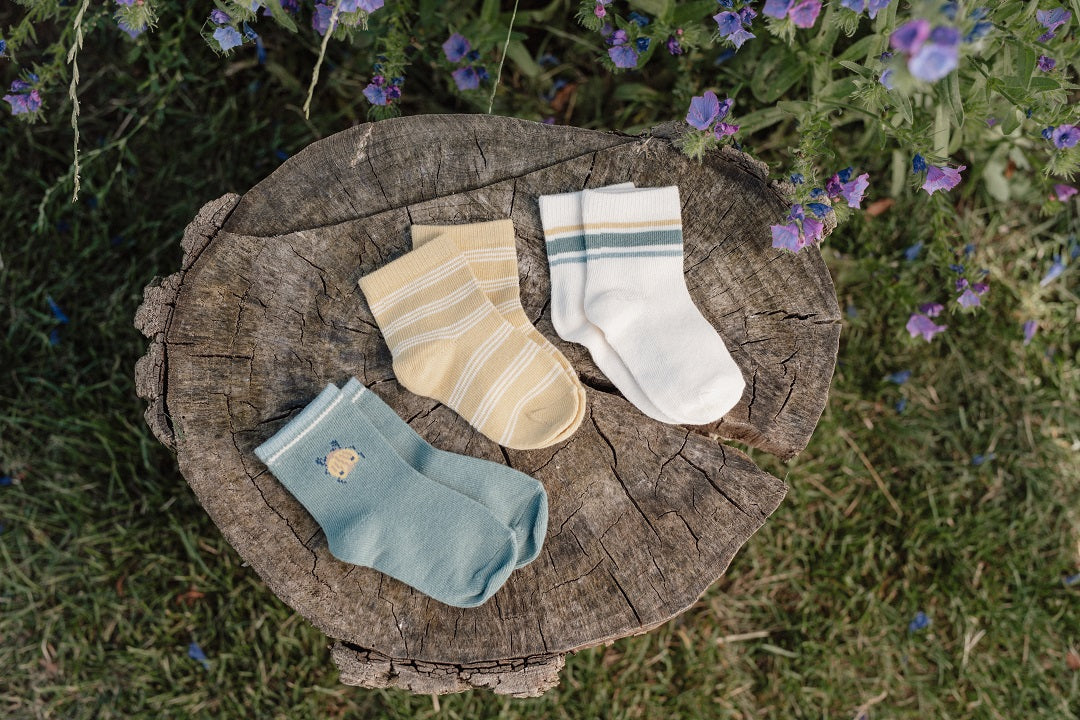 Little Dutch Forest Friends Socken 3er-Set Größe 17–19 – Detailansicht der weichen Babysocken aus Baumwollmix