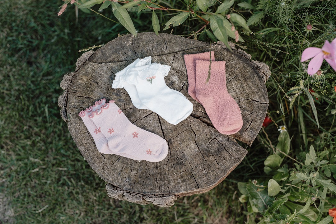 Little Dutch Fairy Garden Socken 3er-Set Größe 20–22 – weiche Kindersocken in Rosa und Pink aus Baumwollmix