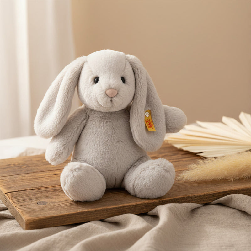 Steiff Hoppie Hase Kuscheltier hellgrau 28 cm