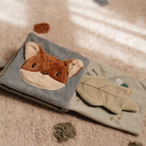 Little Dutch Forest Friends Aktivitäts-Stoffbuch – weiches Babybuch mit Rassel, Knisterspielzeug und fühlbaren Etiketten