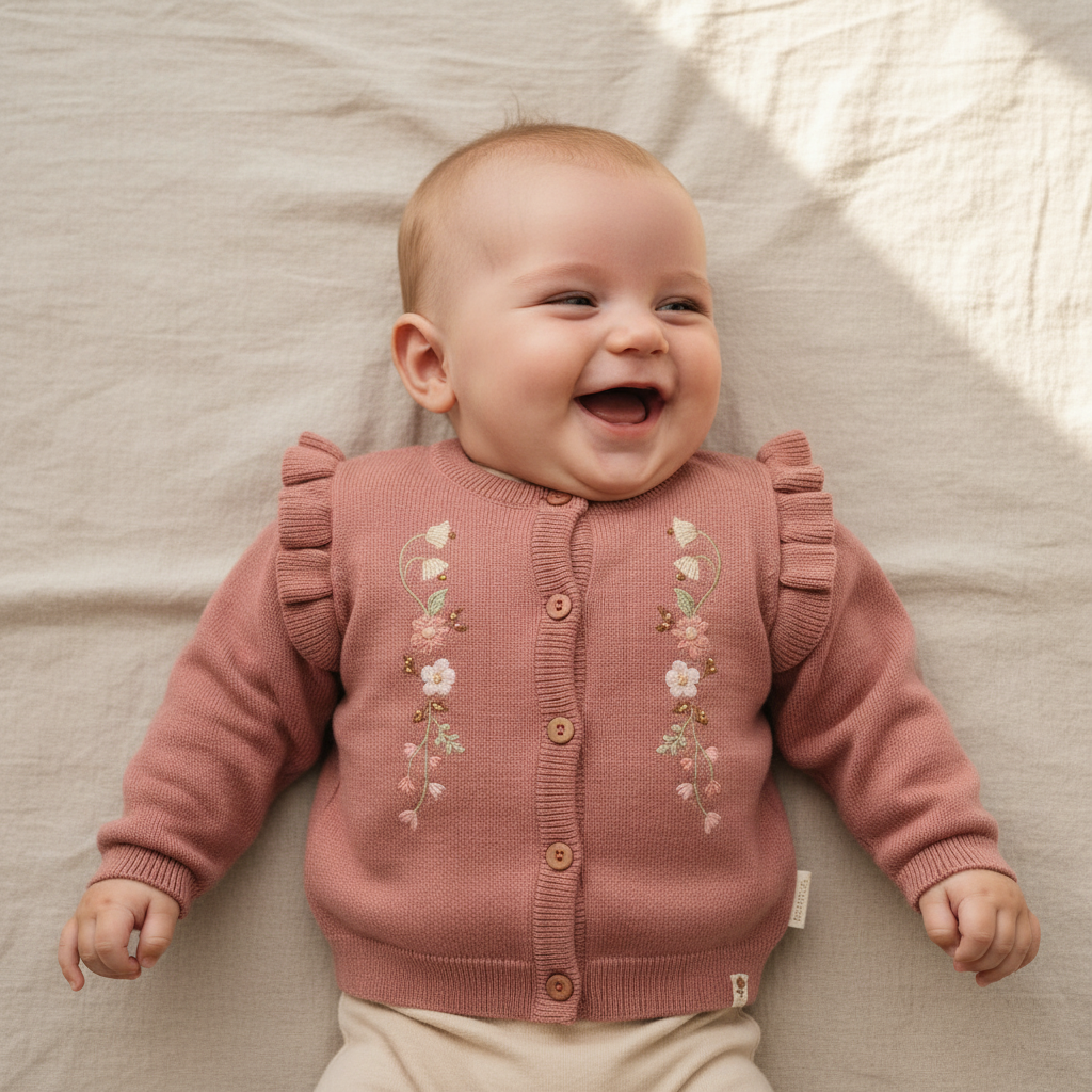 Little Dutch Strickjacke Warm Rose aus der Little Farm Kollektion