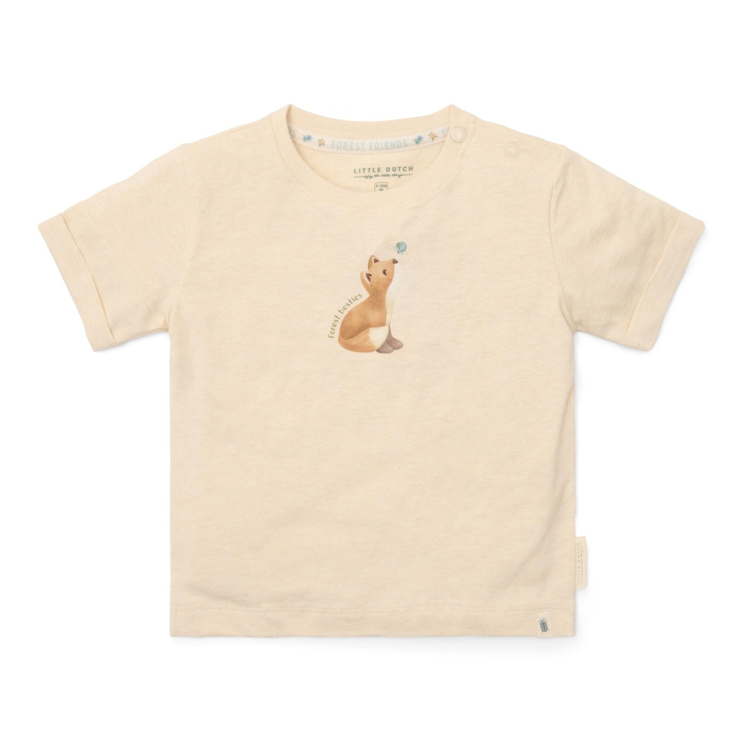 Little Dutch Kurzarm-T-Shirt Birch Melange aus der Forest Friends Kollektion