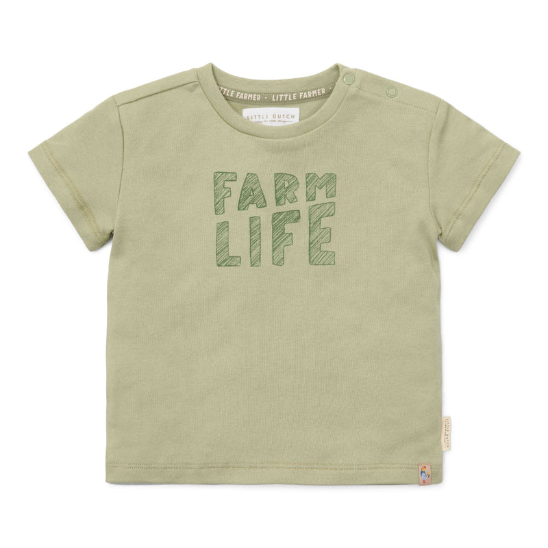 Grünes Kurzarm-T-Shirt Little Farm von Little Dutch für Babys und Kinder