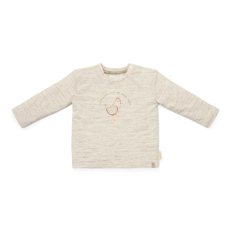 Cremefarbenes Little Farm Langarmshirt für Babys und Kinder – Produktansicht
