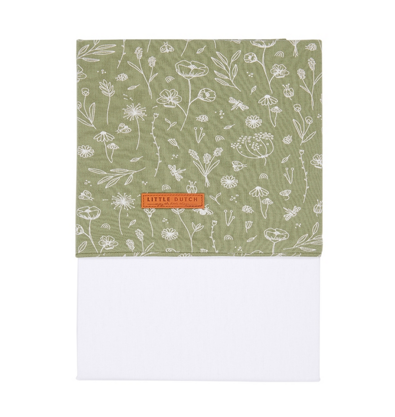 Wiegenlaken Wild Flowers Olive 70 × 100 cm aus Baumwolle
