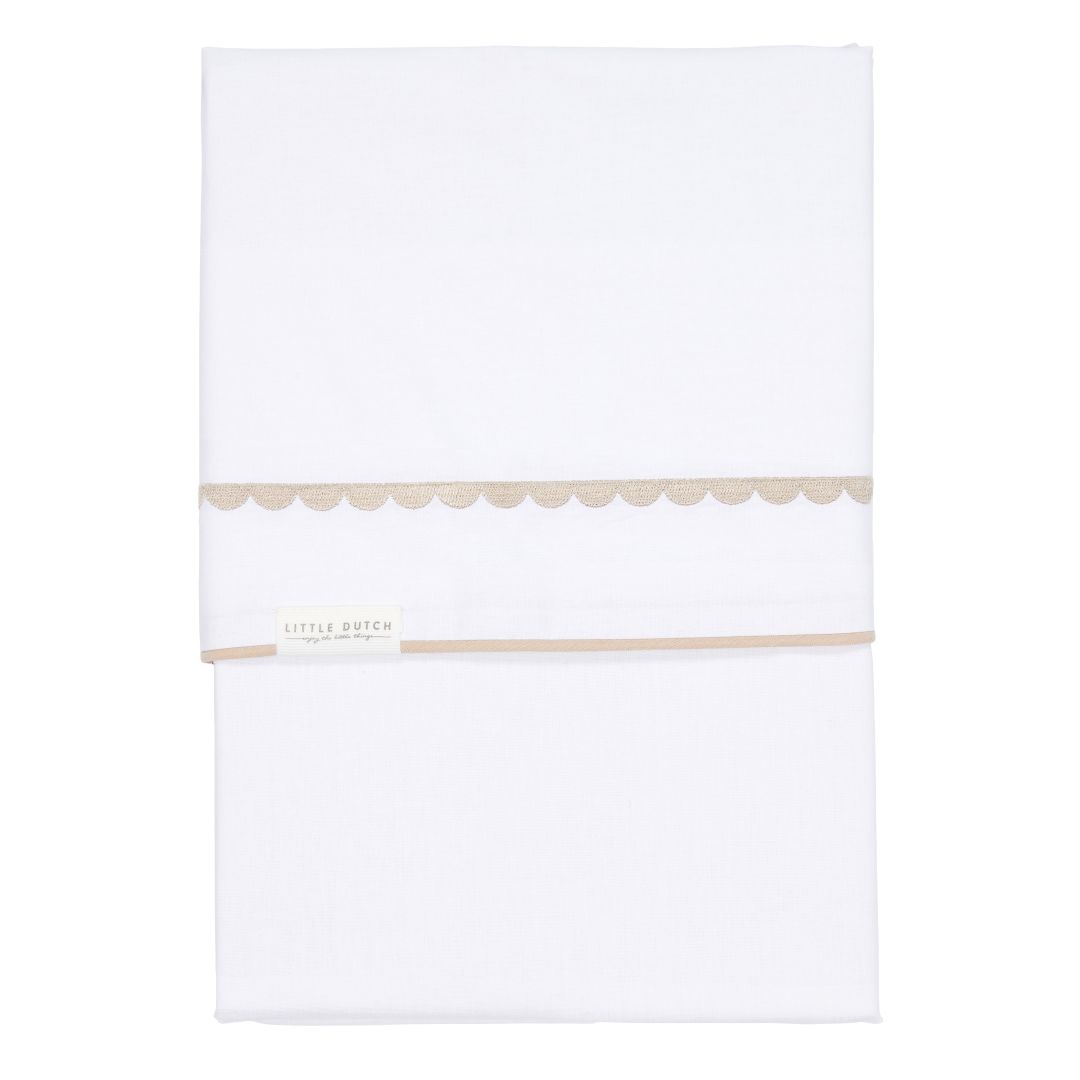 Little Dutch wieglaken Rounded Beige geborduurd