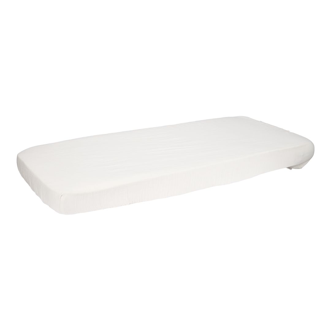 Little Dutch Musselin-Spannbettlaken Soft White 70 × 140/150 cm