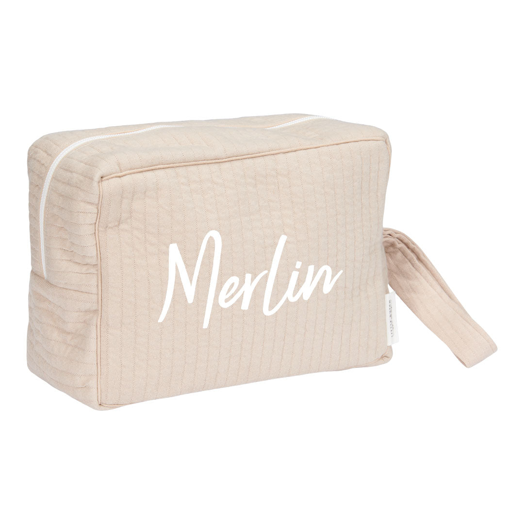 Little Dutch Pflegetasche Pure Beige groß mit drei Fächern – optional mit Name