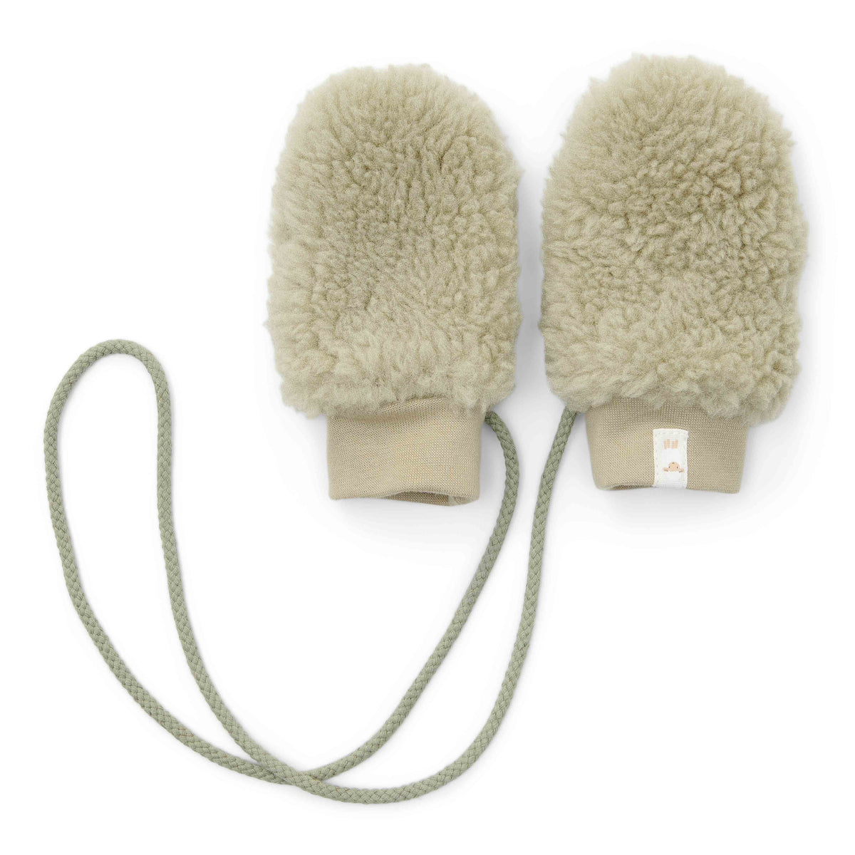 Teddy-Fäustlinge Soft Green von Little Dutch 0–3 Monate – warme kuschelige Babyhandschuhe aus der Newborn Winter Kollektion