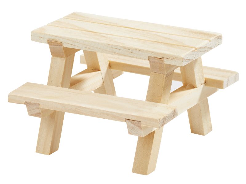 Wichtel-Gartenzubehör Set I – Miniatur-Tisch mit Bänken für die Wichtelwelt
