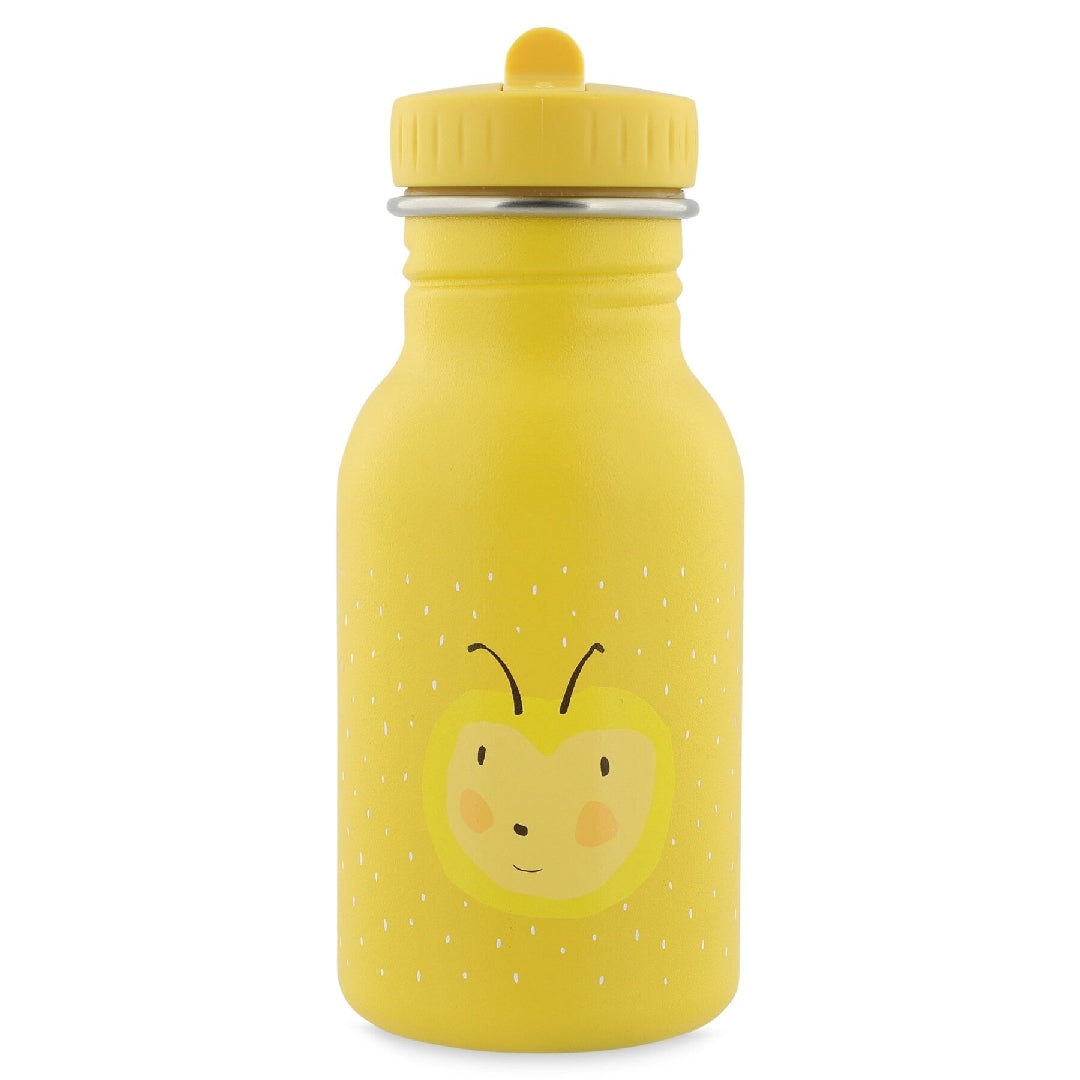 Gelbe Trixie Trinkflasche Frau Hummel 350 ml aus Edelstahl – Kinderflasche mit Hummelmotiv und leicht bedienbarem Verschluss