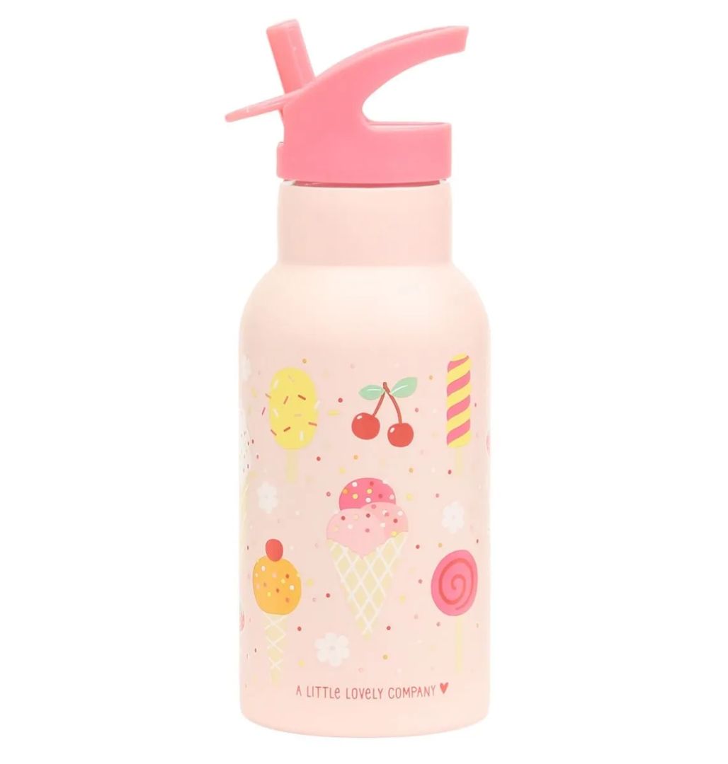 Rosa A Little Lovely Company Trinkflasche Eiscreme aus Edelstahl – doppelwandige 352-ml-Kinderflasche mit Eiscreme-Motiv