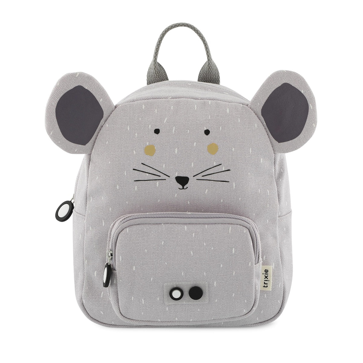 Trixie Kinder-Rucksack Frau Maus in Lila – kleiner wasserabweisender Tierrucksack mit Frontfach und gepolsterten Schultergurten