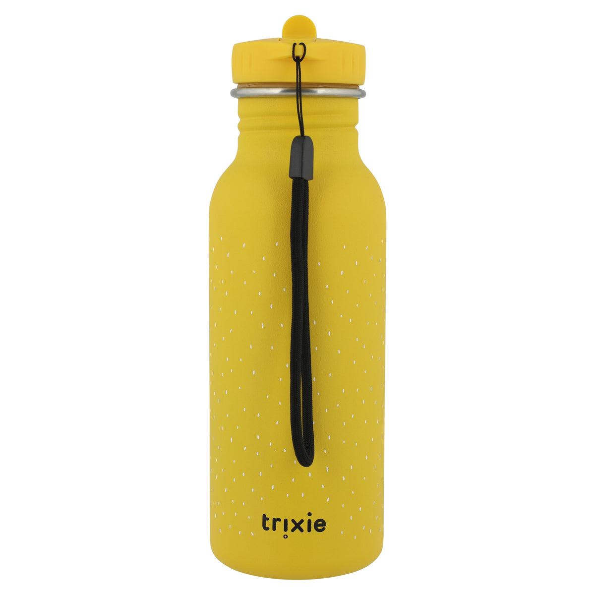 Trixie Kinderflasche Herr Löwe 500 ml – gelbe Edelstahl-Trinkflasche mit Löwengesicht für Kita, Schule und unterwegs