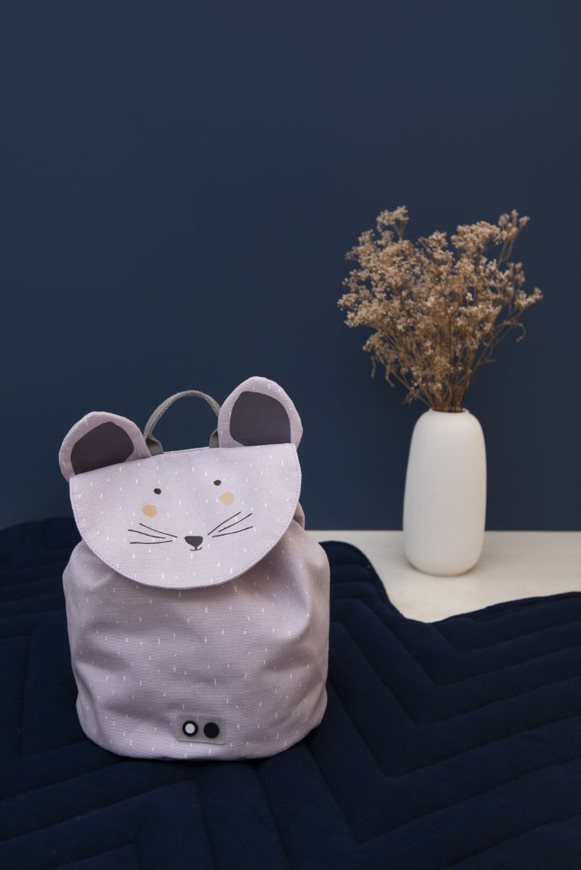 Trixie Mini Kinder-Rucksack Frau Maus – kompakter Rucksack mit Tiermotiv und Kordelverschluss für kleine Abenteuer