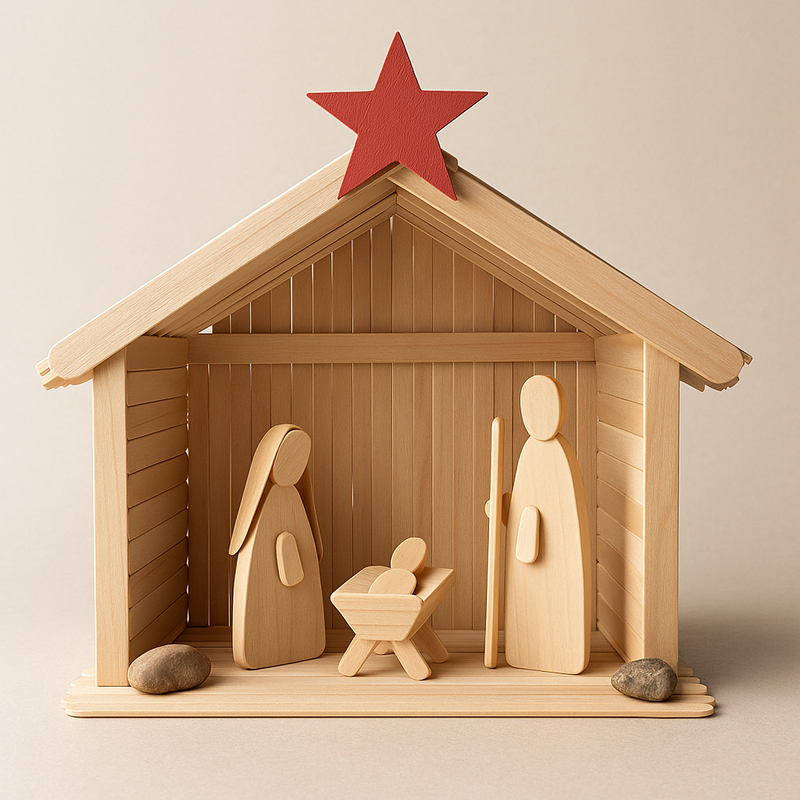 Kit de construction Crèche de Noël avec 170 bâtonnets en bois | Schmatzepuffer