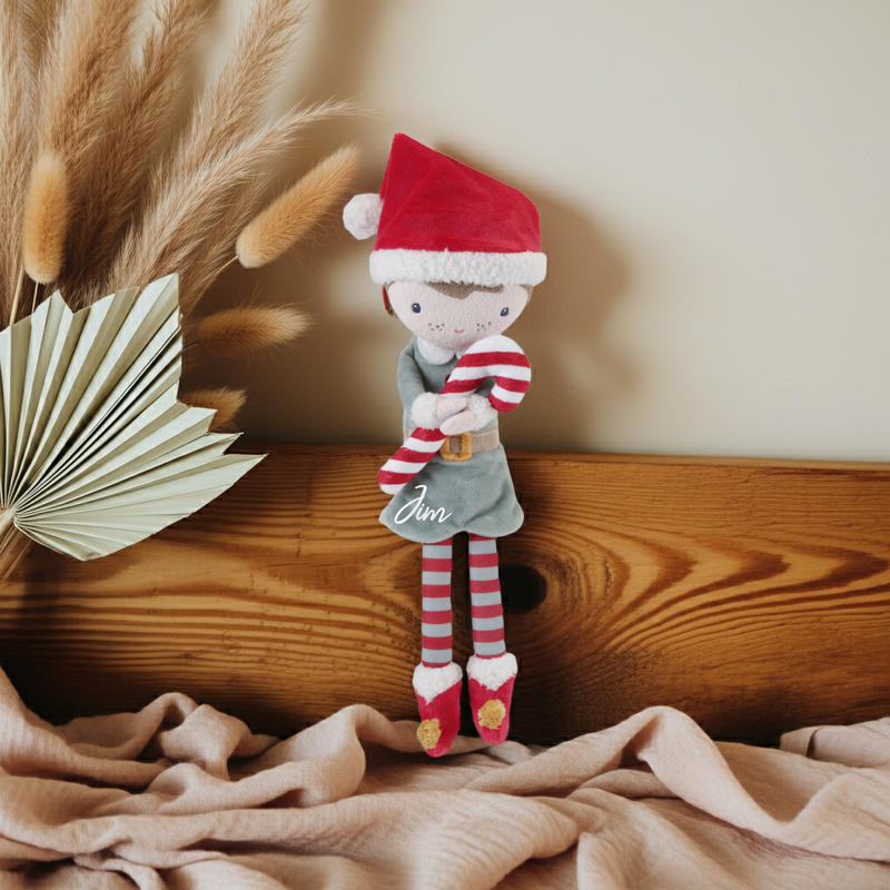 Kuschelpuppe Jim Weihnachten 35 cm mit roter Mütze und festlichem Outfit