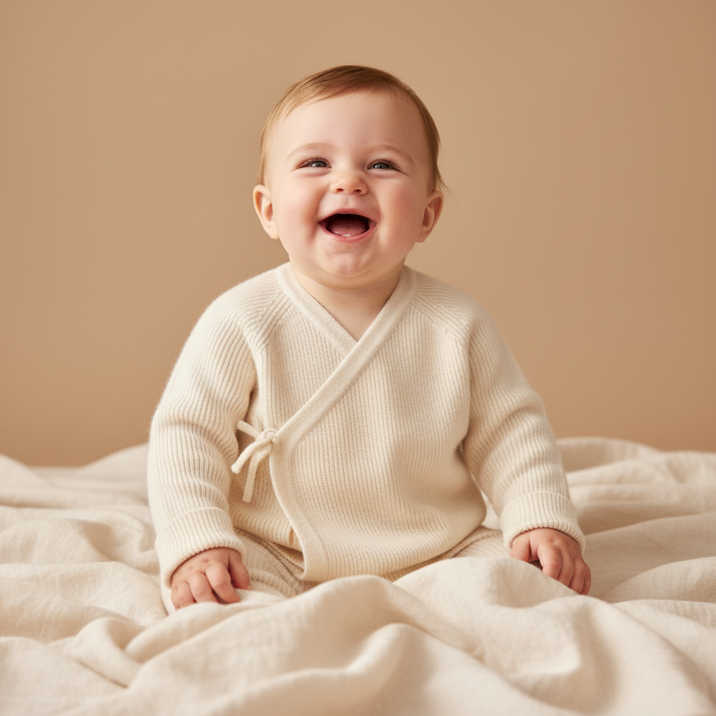 Little Dutch Wickelstrickjacke Pure Soft White
