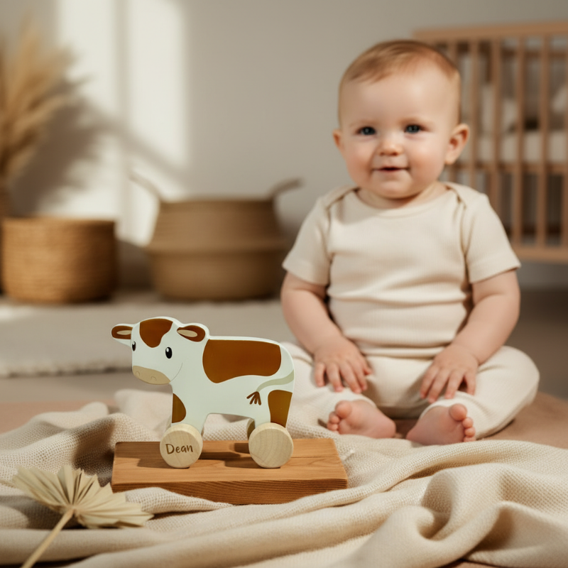 Personalisiertes Holzspielzeug mit Name als Babygeschenk zur Geburt