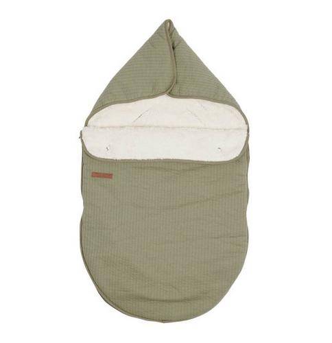 Babyschalen-Fußsack Pure Olive mit weicher Innenausstattung und seitlichen Reißverschlüssen