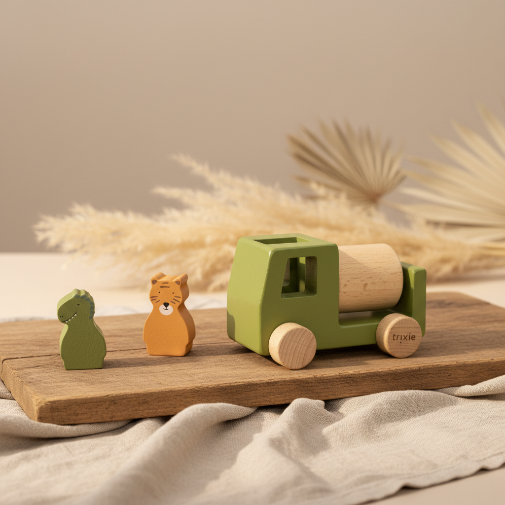 Personalisierbares Holz-Baufahrzeug-Set von Trixie