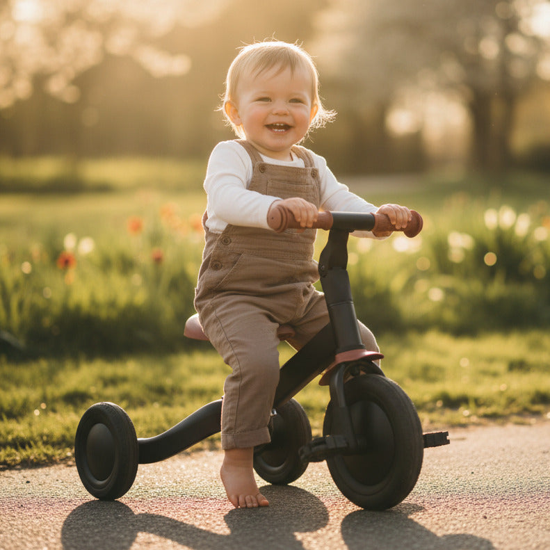 Topmark KAYA 4-in-1 Dreirad Schwarz – Kind fährt das mitwachsende Dreirad ab 18 Monaten