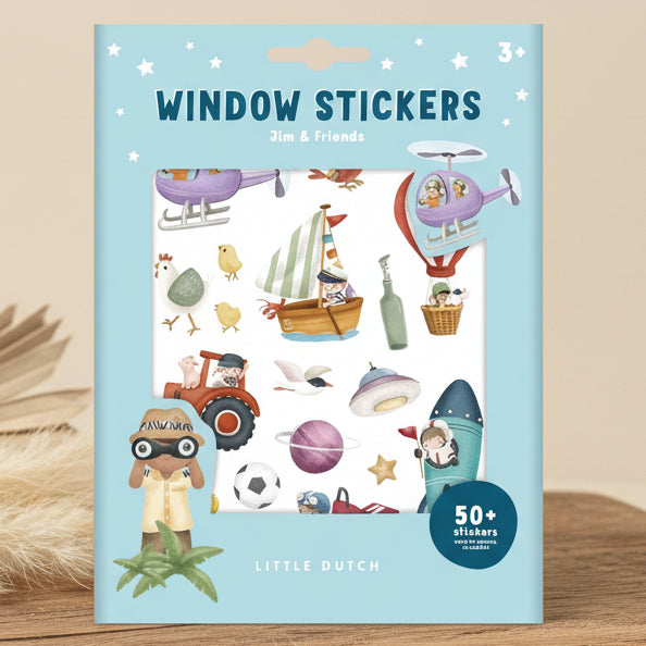Fenstersticker Jim & Friends für Kinder zum Dekorieren von Fenstern und Spiegeln