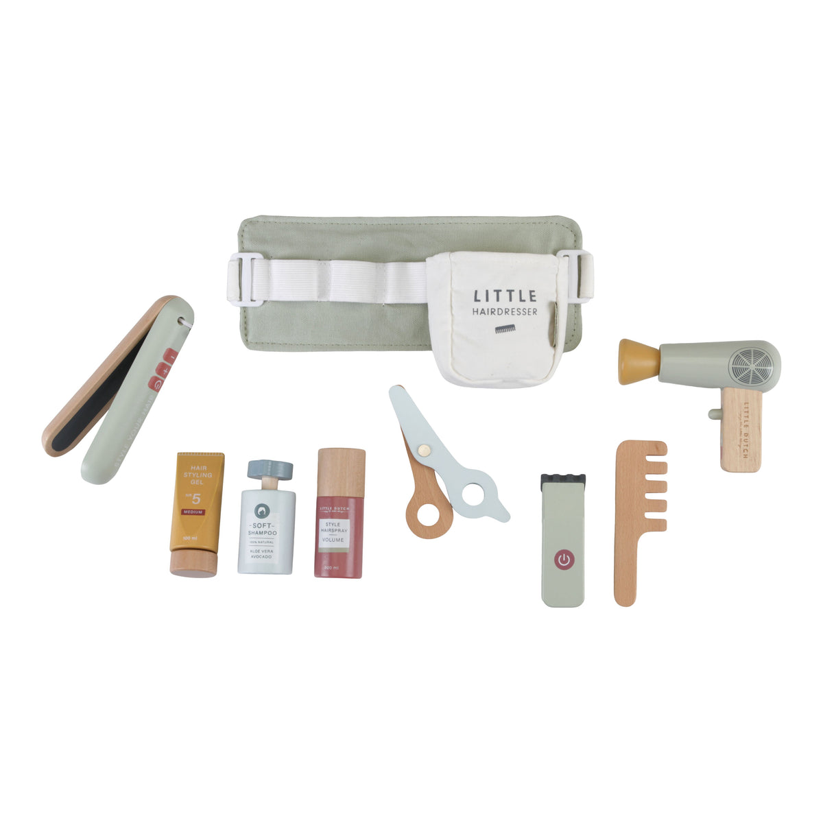 Friseur-Spielset von Little Dutch mit Holz-Zubehör und verstellbarem Hüftgurt