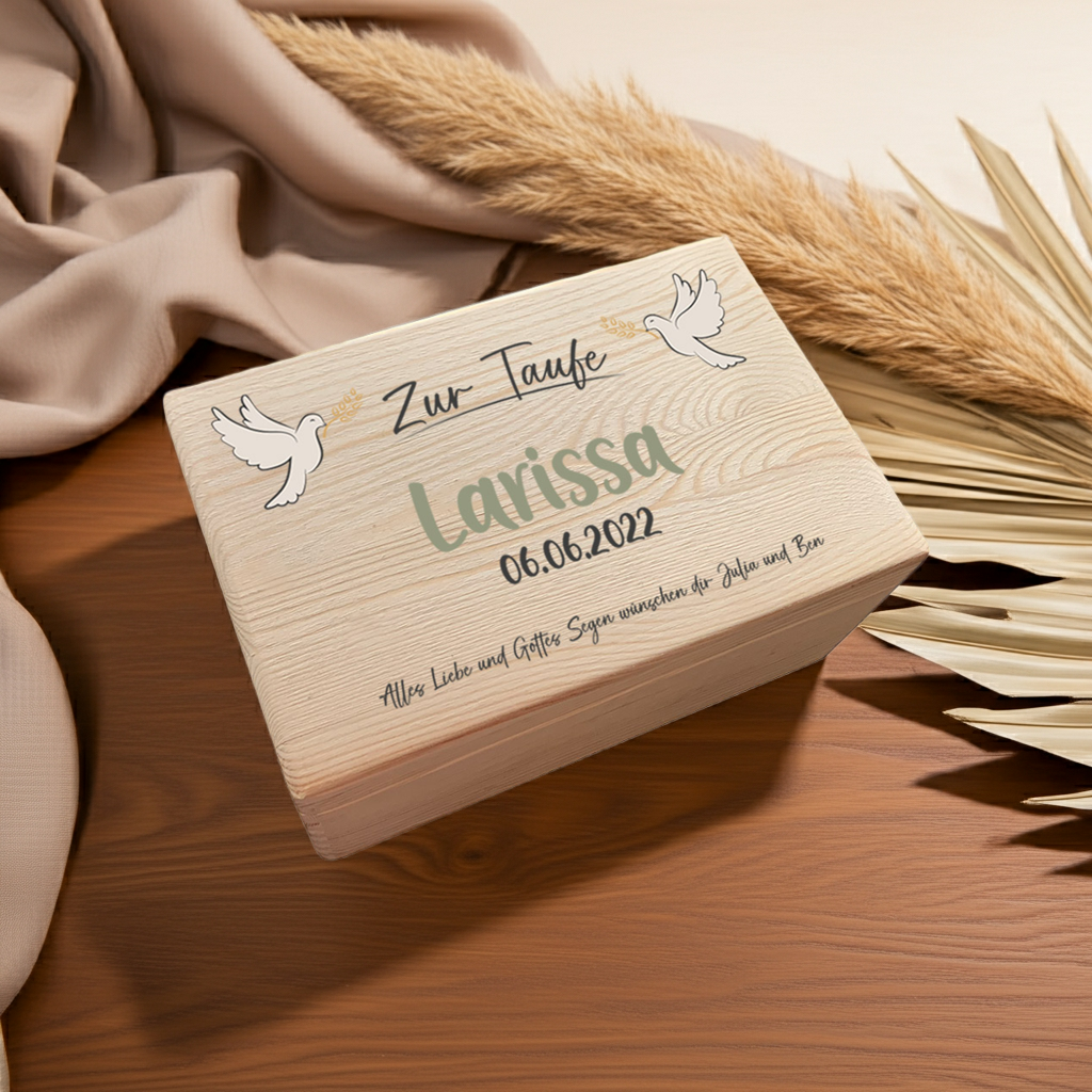 Personalisierte Erinnerungsbox XL aus Naturholz mit Gravur